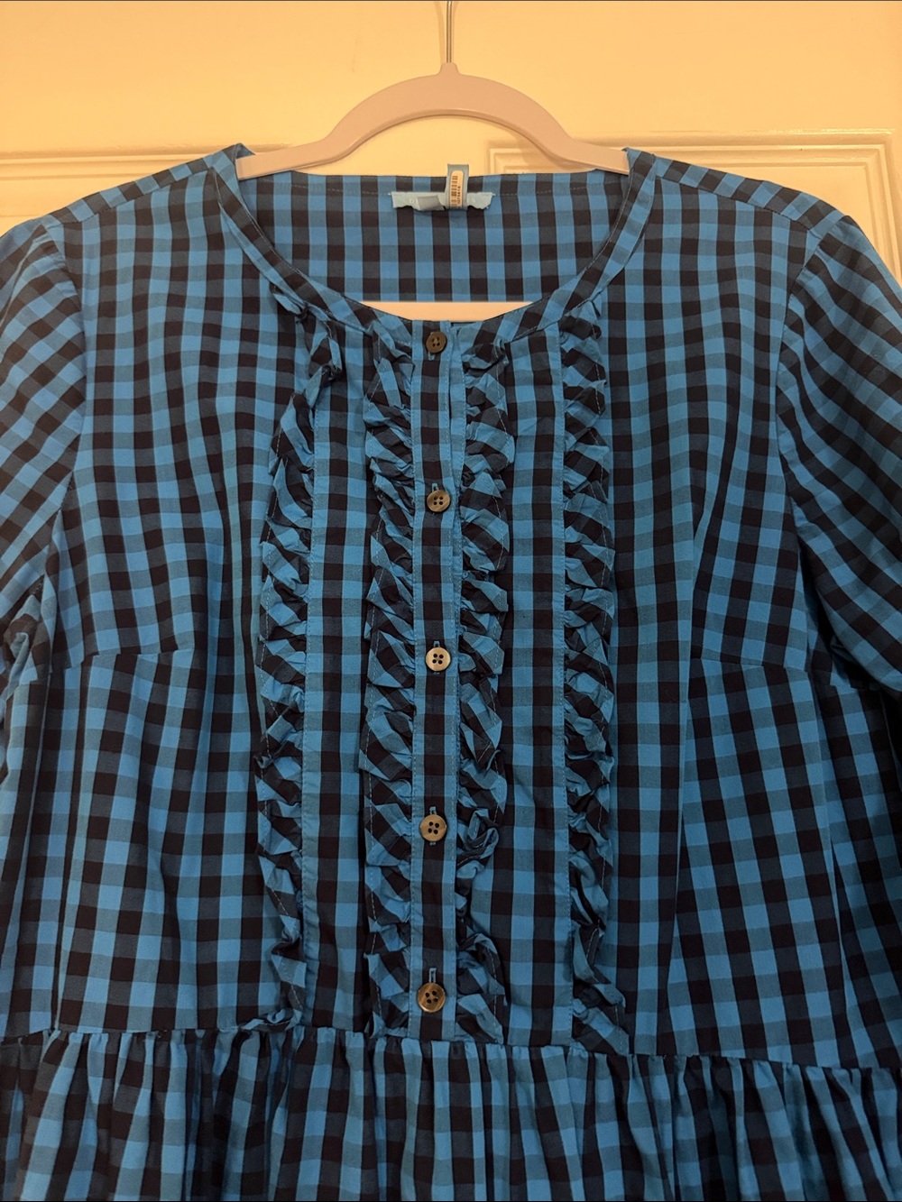 Draper James Blue And Black Gingham Button-Front Women’s Dress View 2